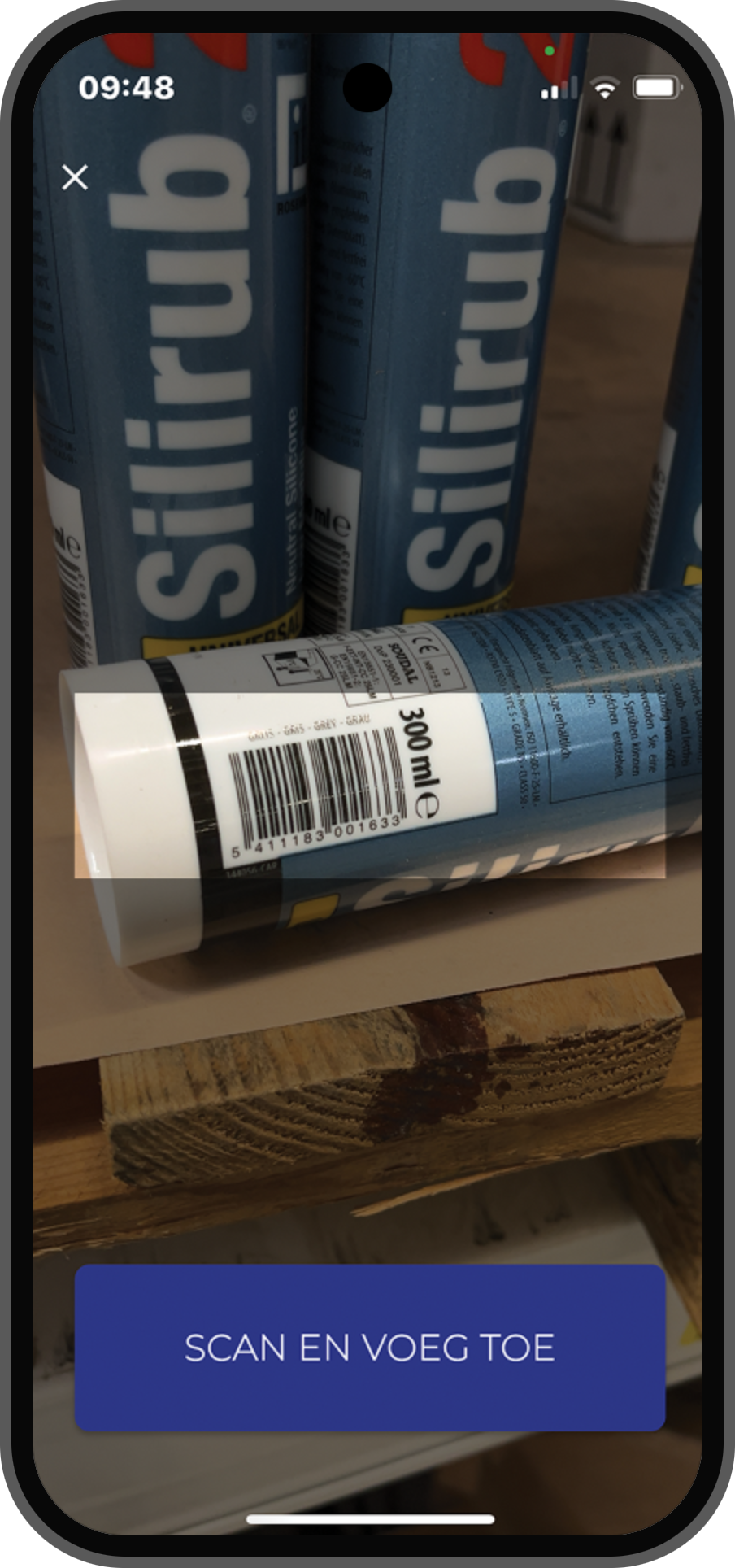 Santens app product scanning screen