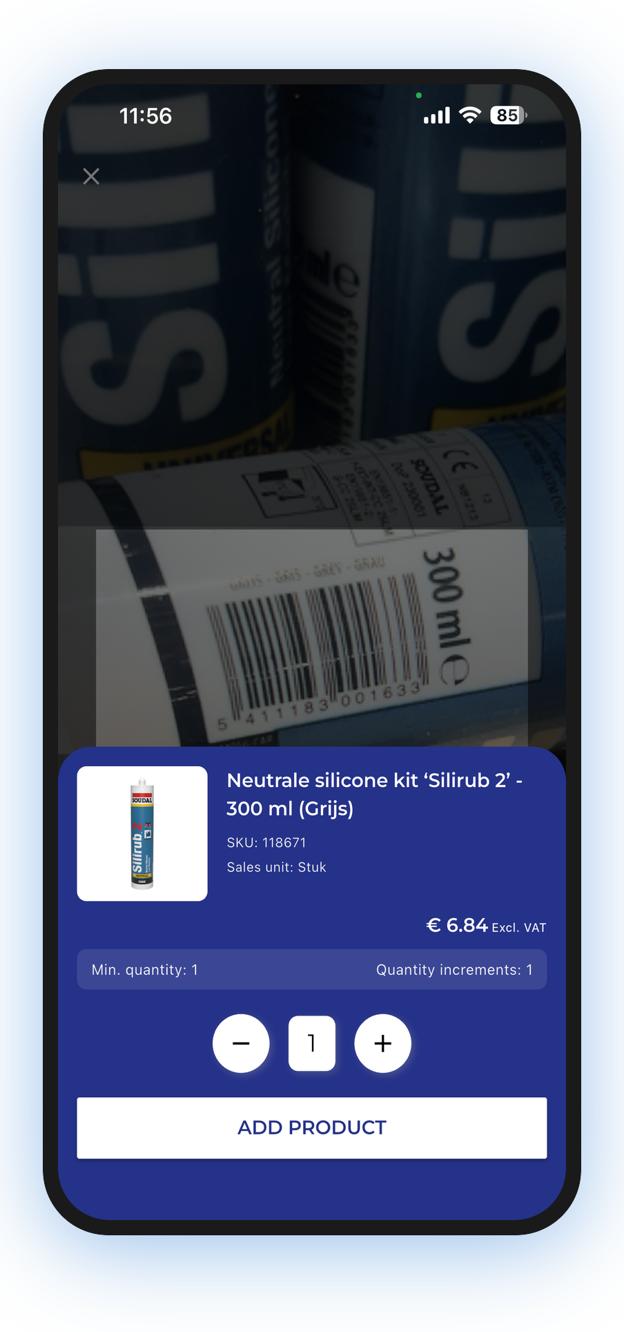 Santens app product scanning screen