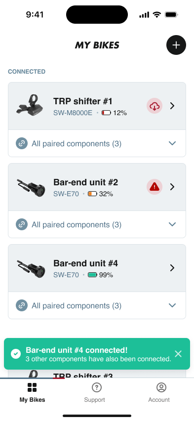 TRP CMD My Bikes dashboard